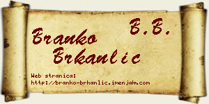 Branko Brkanlić vizit kartica